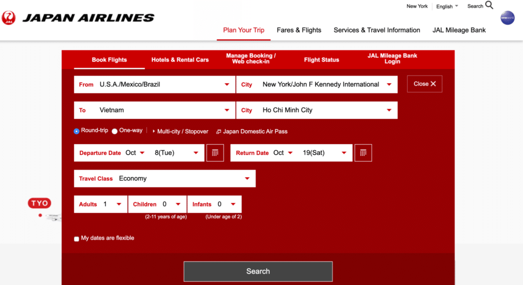 How to book Japan Airlines stopover