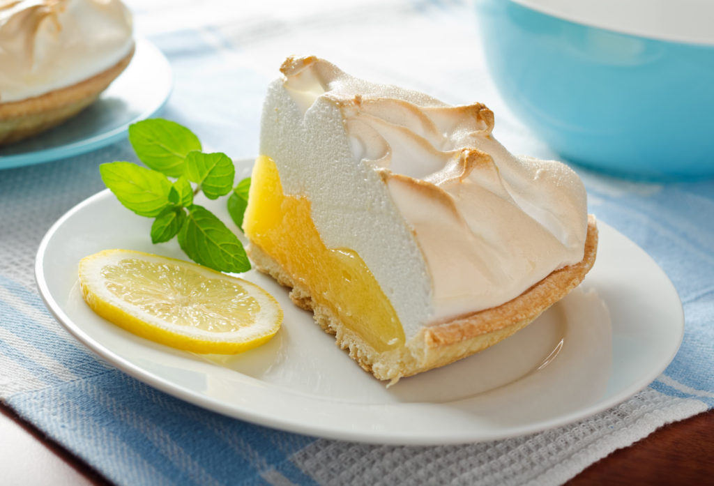 A slice of delicious homemade lemon meringue pie