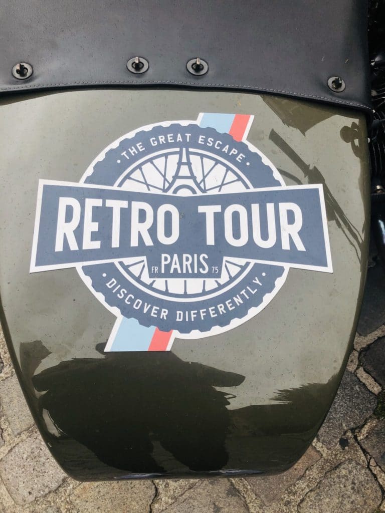 Paris Retro Tour Logo on Motorbike
