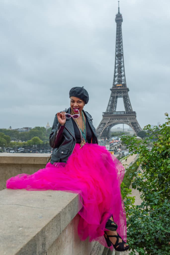 Black Woman Professional Photoshoot in Paris by Eiffel Tower